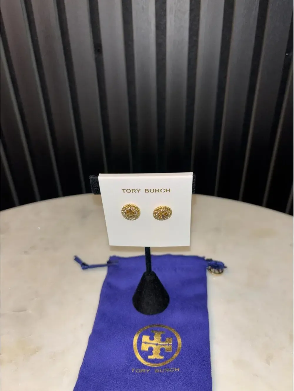 Tory Burch Gold-Tone Logo Stud Earrings